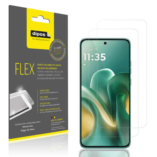 Klare Displayschutzfolie von dipos passend für Motorola Edge 60 Neo, 100% Displayabdeckung und blasenfreie Montage
