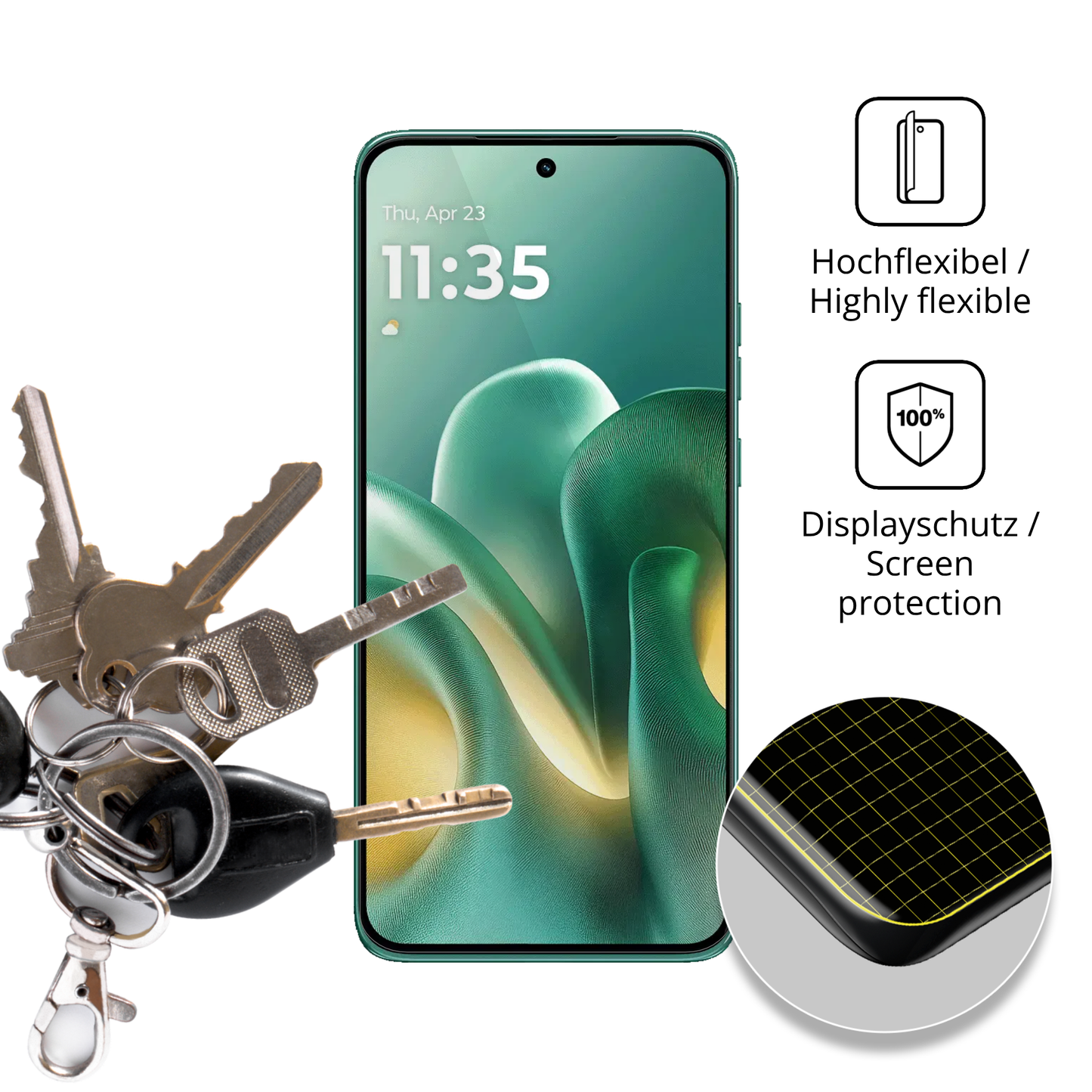 dipos Displayschutz für Motorola Edge 60 Neo, transparente Oberfläche, geringe Dicke und perfekte Passform