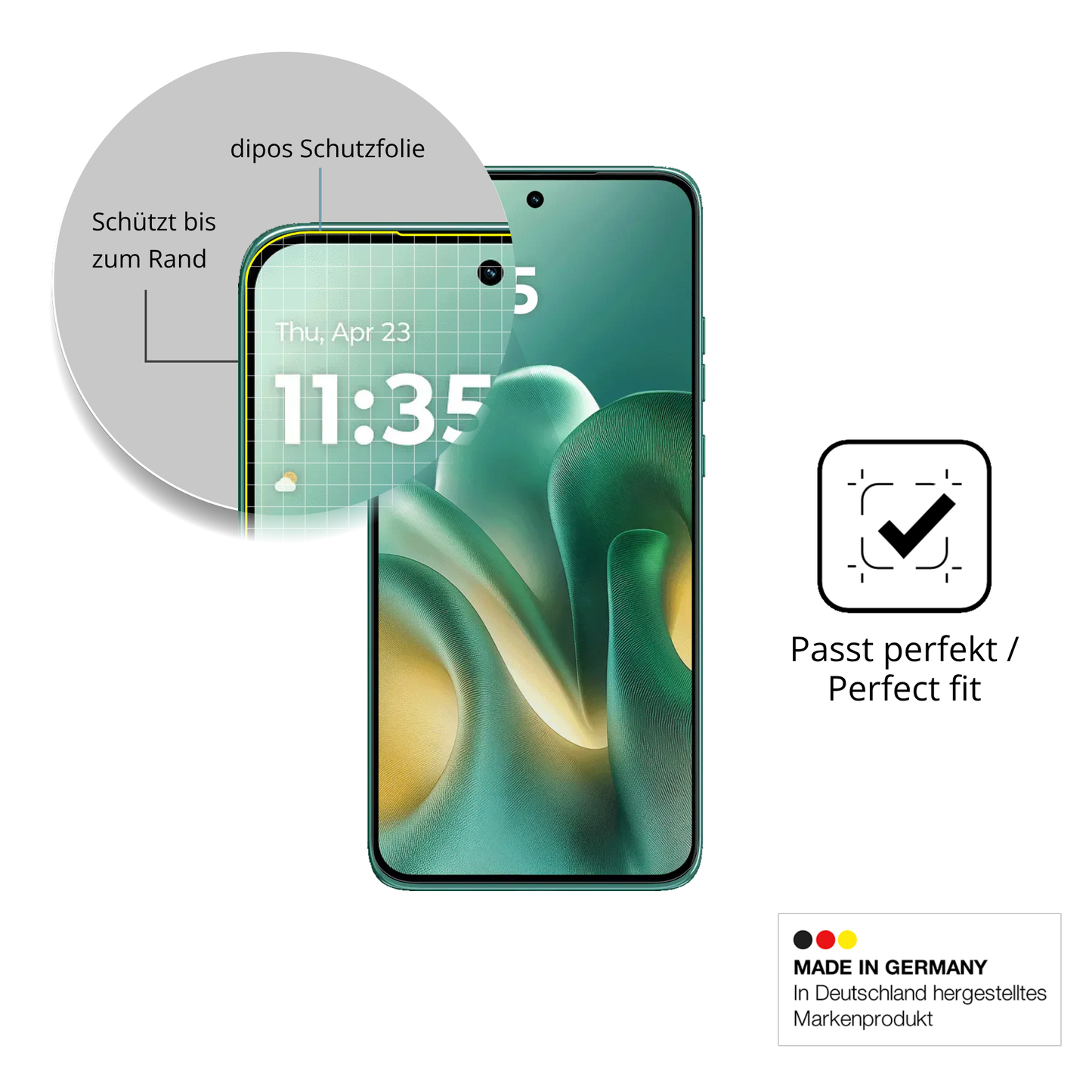 Schutzfolie mit optimaler Passform, zur Verwendung mit Hüllen geeignet