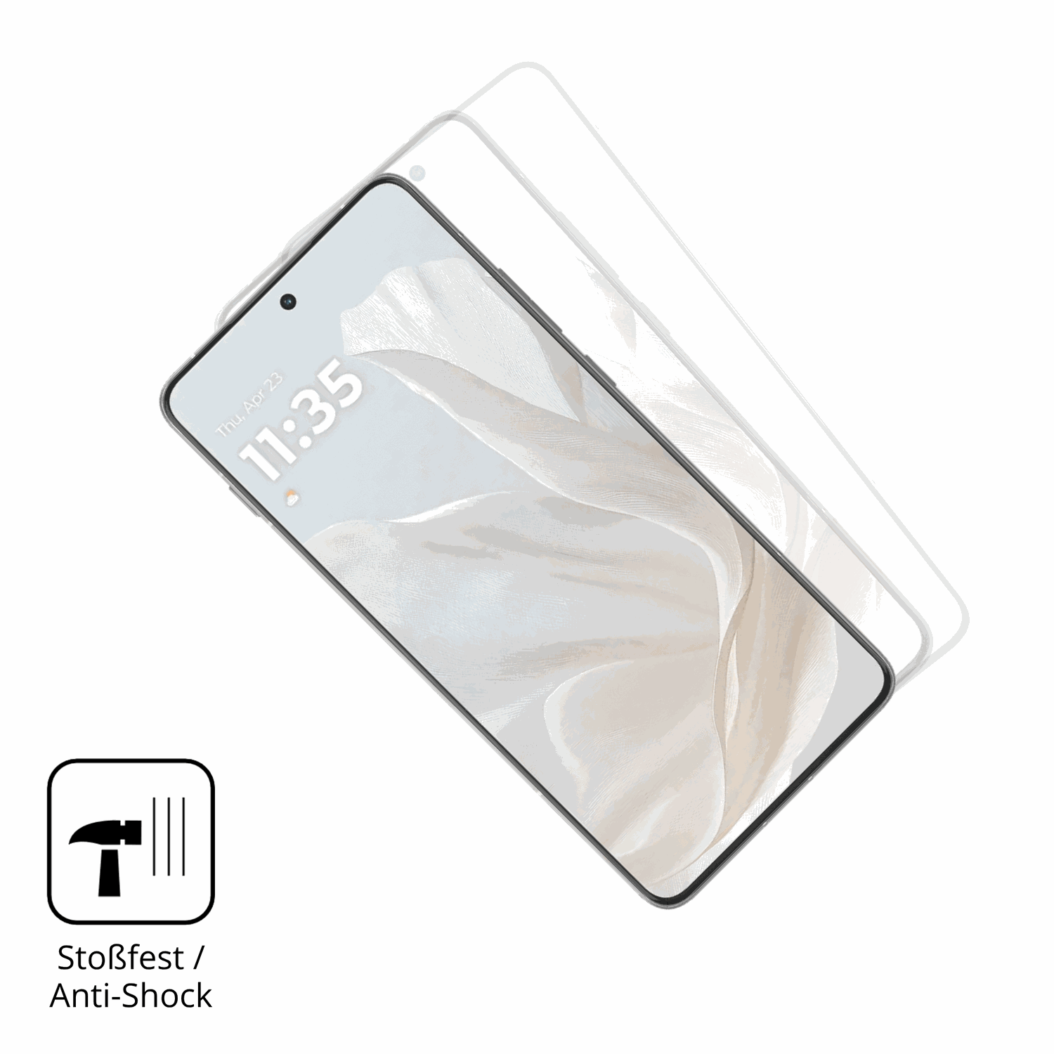 Schutz gegen Kratzer auf dem Motorola Edge 70 Cloud Dancer Glas durch Schlüssel, Stöße gegen die Tischkante oder Stürze