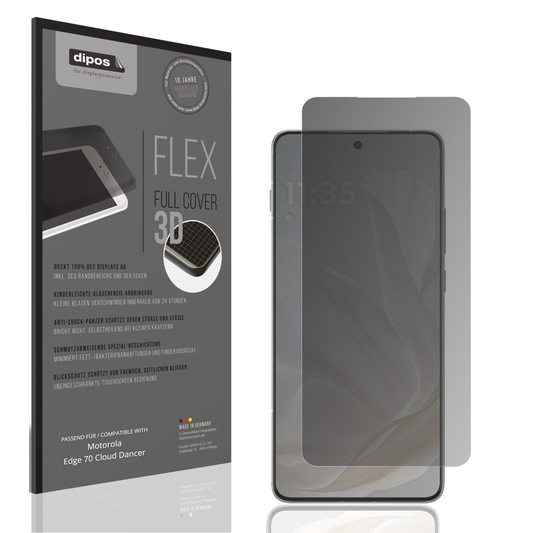 Blickschutzfolie von dipos passend für Motorola Edge 70 Cloud Dancer, 100% Displayabdeckung und blasenfreie Montage