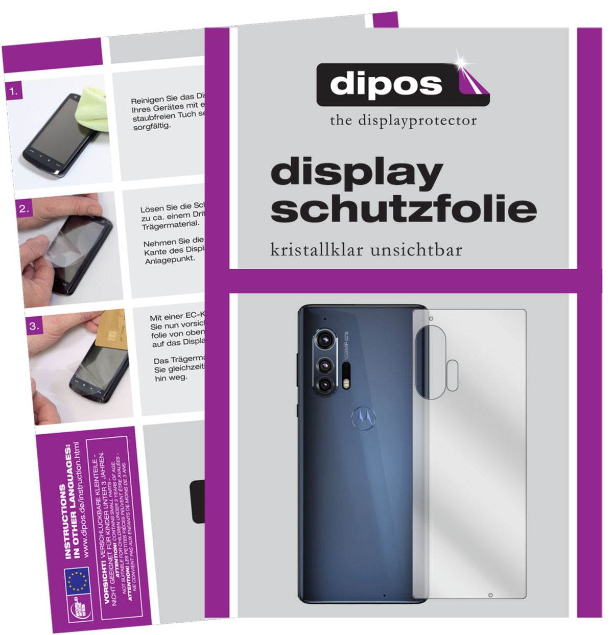 2x Screen Protector for Motorola Edge back Protection Crystal Clear dipos