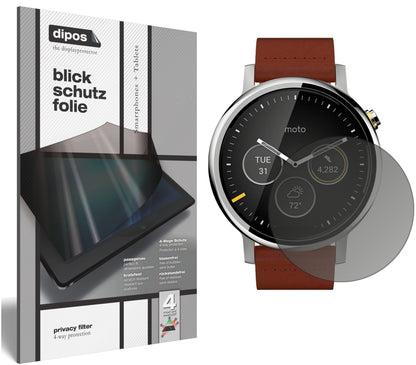 Blickschutzfolie von dipos passend für Motorola Moto 360 (2019), präziser Zuschnitt und blasenfrei montiert