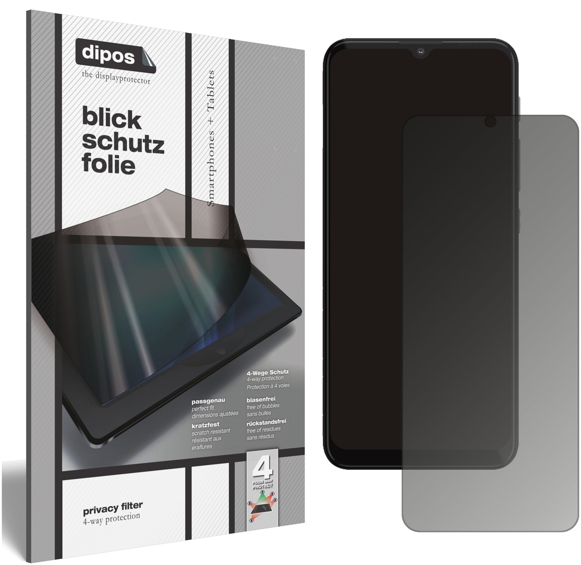 Blickschutzfolie von dipos passend für Motorola Moto G10 Power, präziser Zuschnitt und blasenfrei montiert