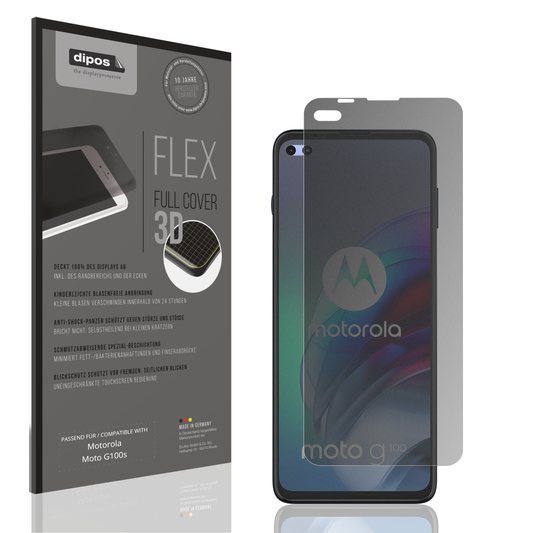Blickschutzfolie von dipos passend für motorolamoto g100s, 100% Displayabdeckung und blasenfreie Montage