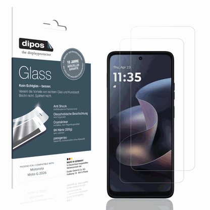 Klare Displayschutzfolie von dipos passend für motorolamoto g 2026, 9H kratzfest und blasenfrei montiert