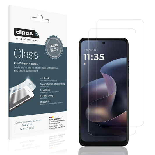 Klare Displayschutzfolie von dipos passend für motorolamoto g 2026, 9H kratzfest und blasenfrei montiert