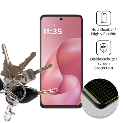 dipos Displayschutz für motorolamoto g57, transparente Oberfläche, perfekte Passform auch für die Rundungen