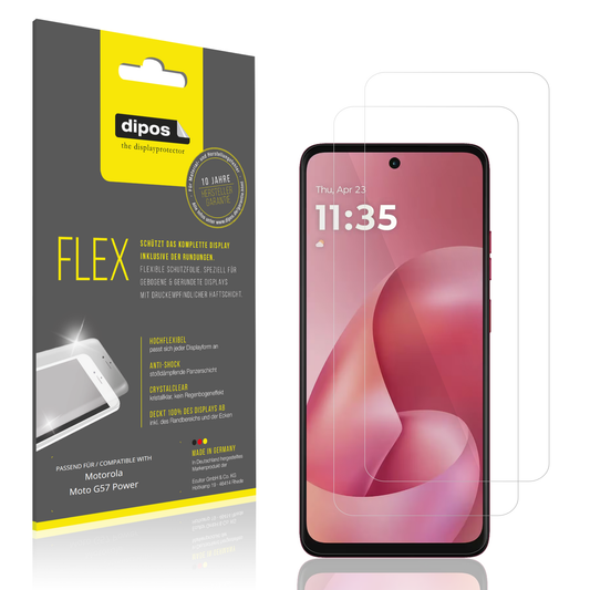 Klare Displayschutzfolie von dipos passend für motorolamoto g57 power, 100% Displayabdeckung und blasenfreie Montage