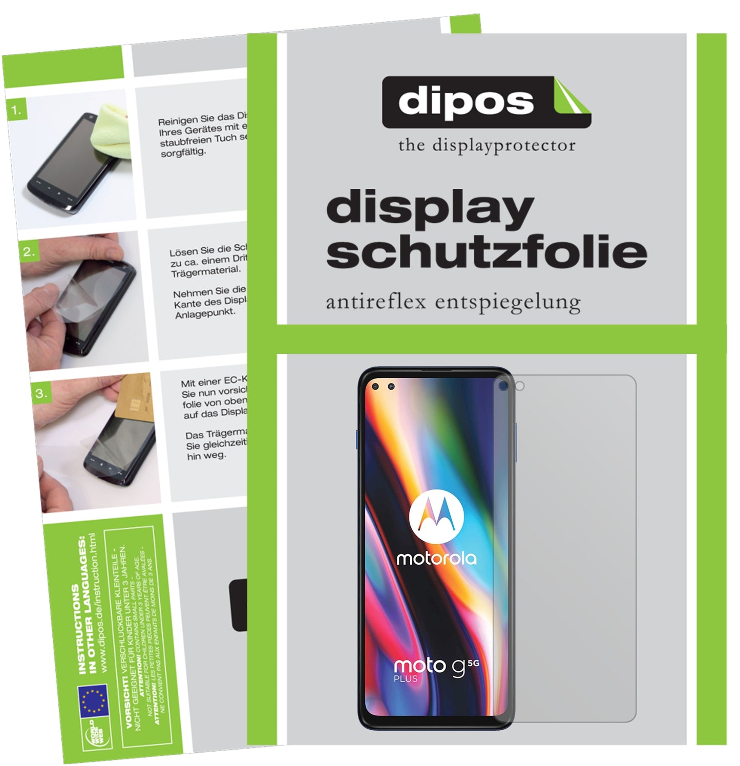 Matte Displayschutzfolie von dipos passend für Motorola Moto G 5G Plus, präziser Zuschnitt und blasenfrei montiert
