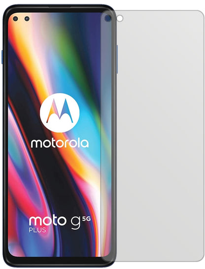 MotorolaMoto G 5G Plus mit aufgebrachter dipos Displayschutzfolie, die lästige Fingerabdrücke minimiert