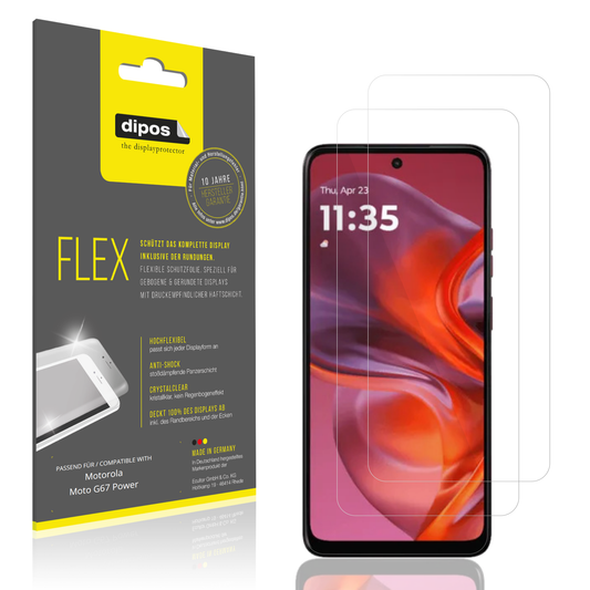 Klare Displayschutzfolie von dipos passend für motorolamoto g67 power, 100% Displayabdeckung und blasenfreie Montage