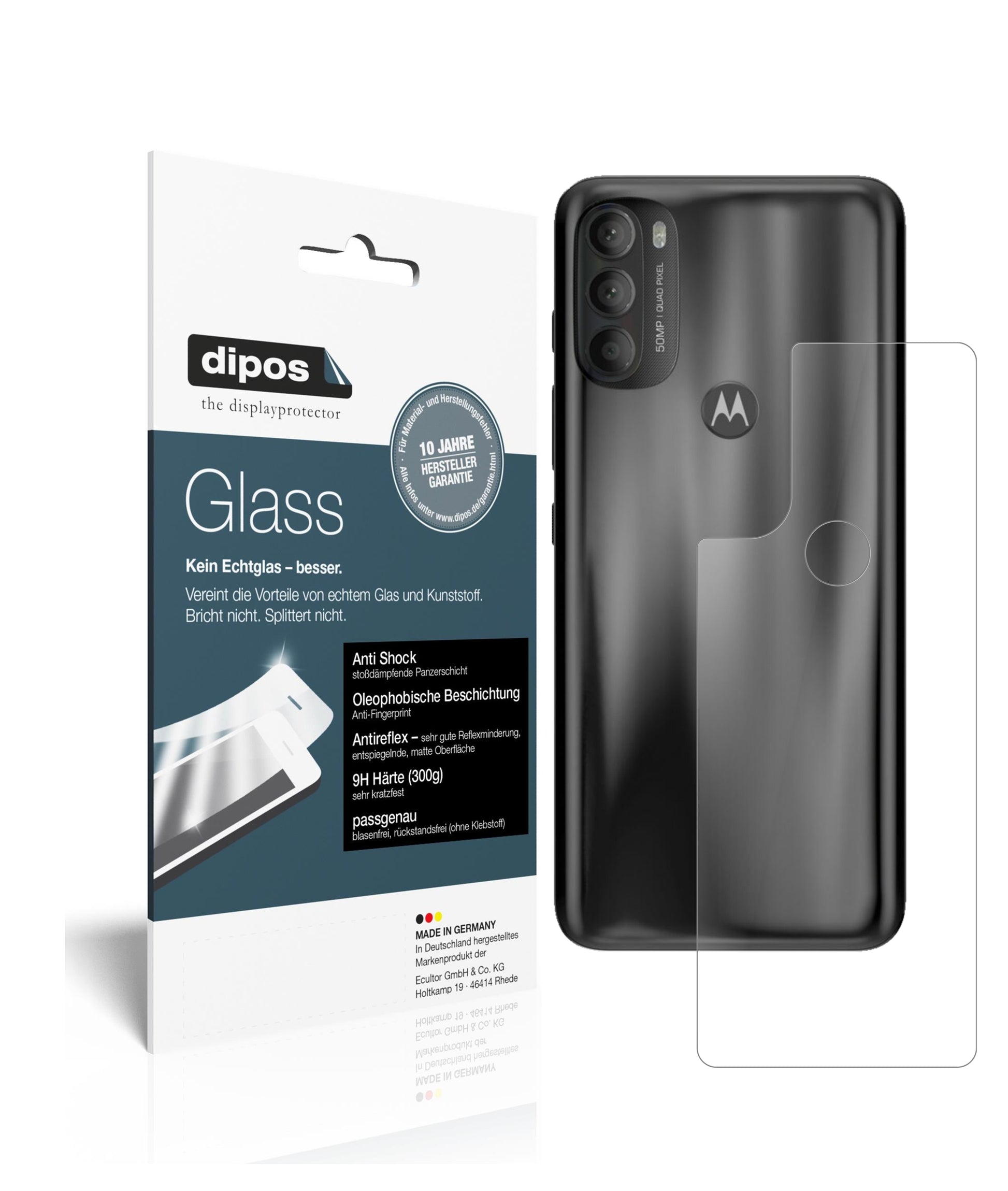 Matte Displayschutzfolie von dipos passend für Motorola Moto G71 Rückseite, 9H kratzfest und blasenfrei montiert