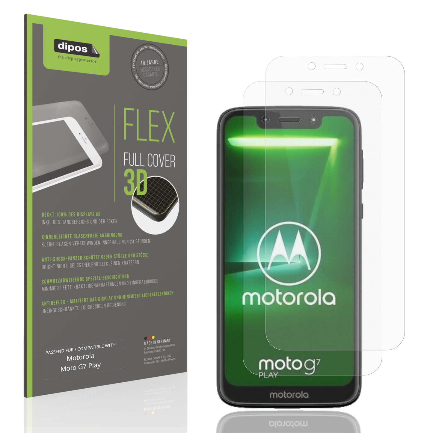 Matte Displayschutzfolie von dipos passend für Motorola Moto G7 Play, 100% Displayabdeckung und blasenfreie Montage