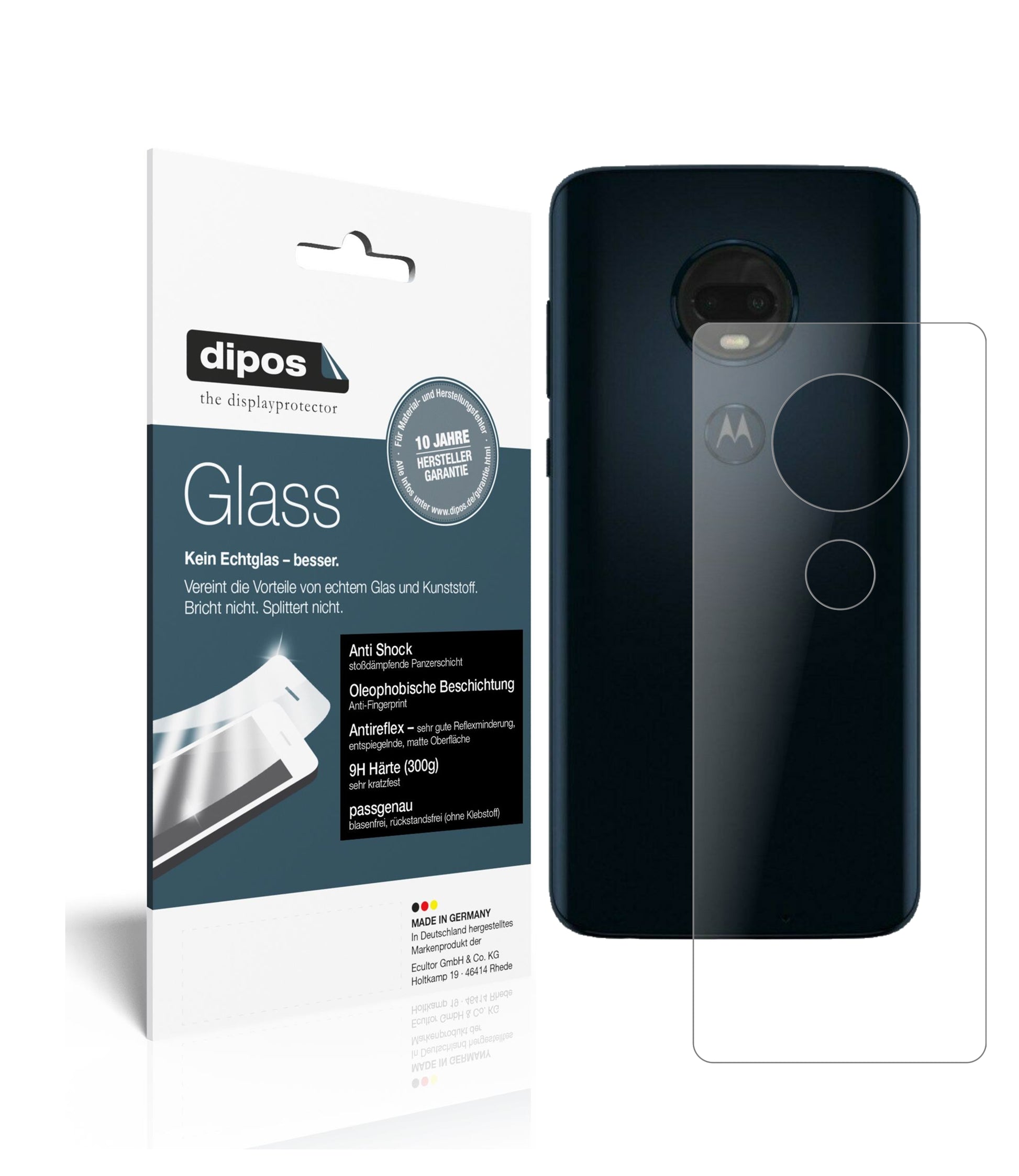 Mattes Panzerglas: Schutz vor Brüchen, Fingerabdrücken und Bildschirmblendung für Motorola-Moto G7 Rückseite