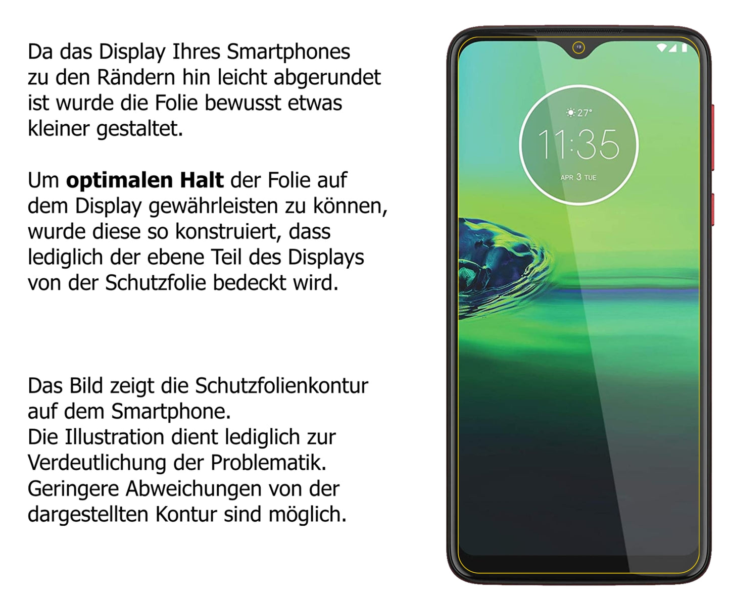 Schutzfolie mit optimaler Passform, zur Verwendung mit Hüllen geeignet