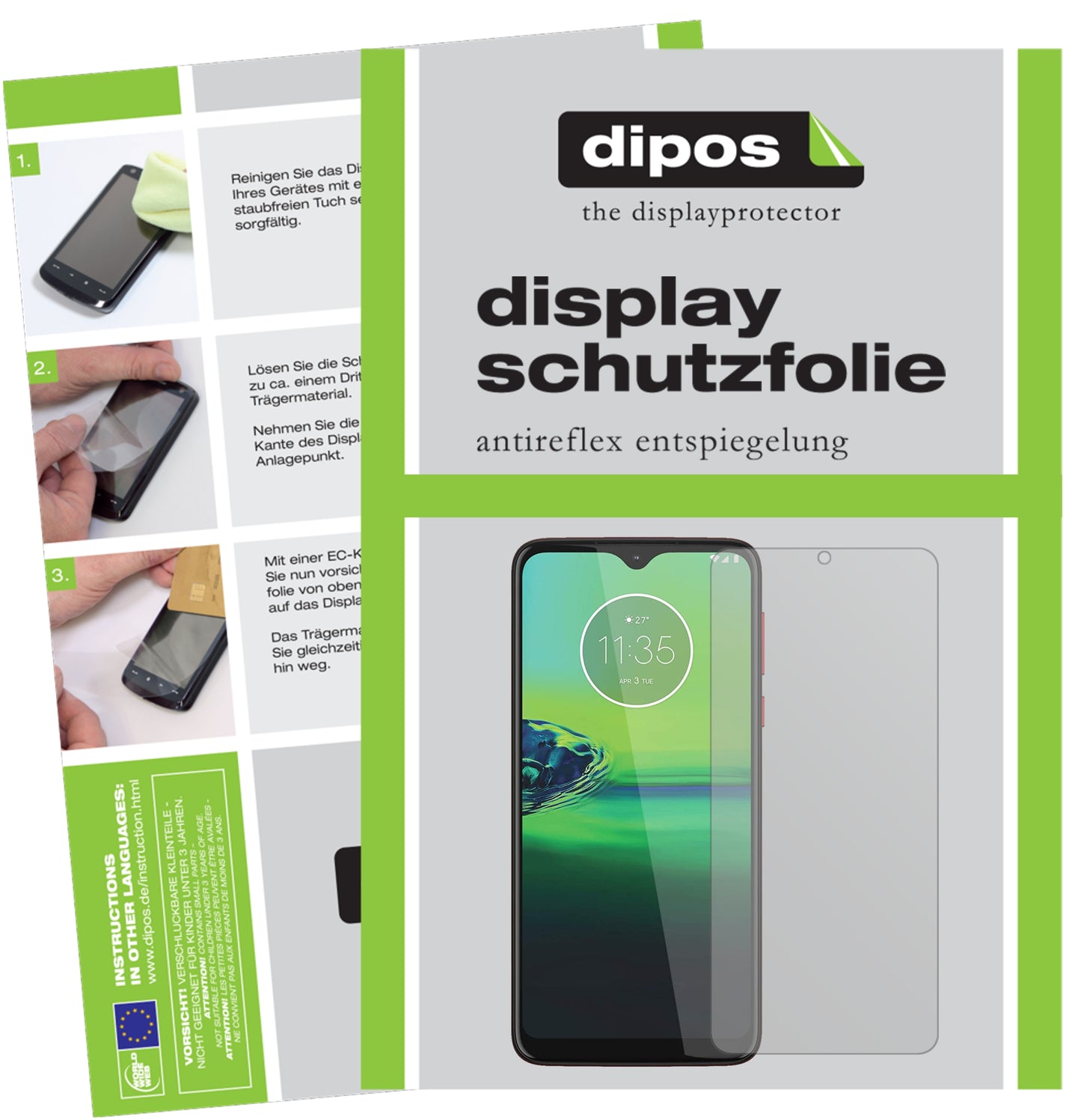 Matte Displayschutzfolie von dipos passend für Motorola Moto G8 Play, präziser Zuschnitt und blasenfrei montiert