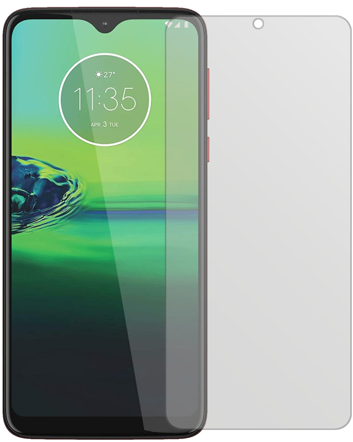 MotorolaMoto G8 Play mit aufgebrachter dipos Displayschutzfolie, die lästige Fingerabdrücke minimiert
