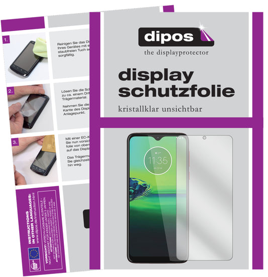 Klare Displayschutzfolie von dipos passend für Motorola Moto G8 Play, präziser Zuschnitt und blasenfrei montiert