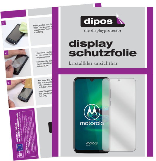 Klare Displayschutzfolie von dipos passend für Motorola Moto G8 Plus, präziser Zuschnitt und blasenfrei montiert