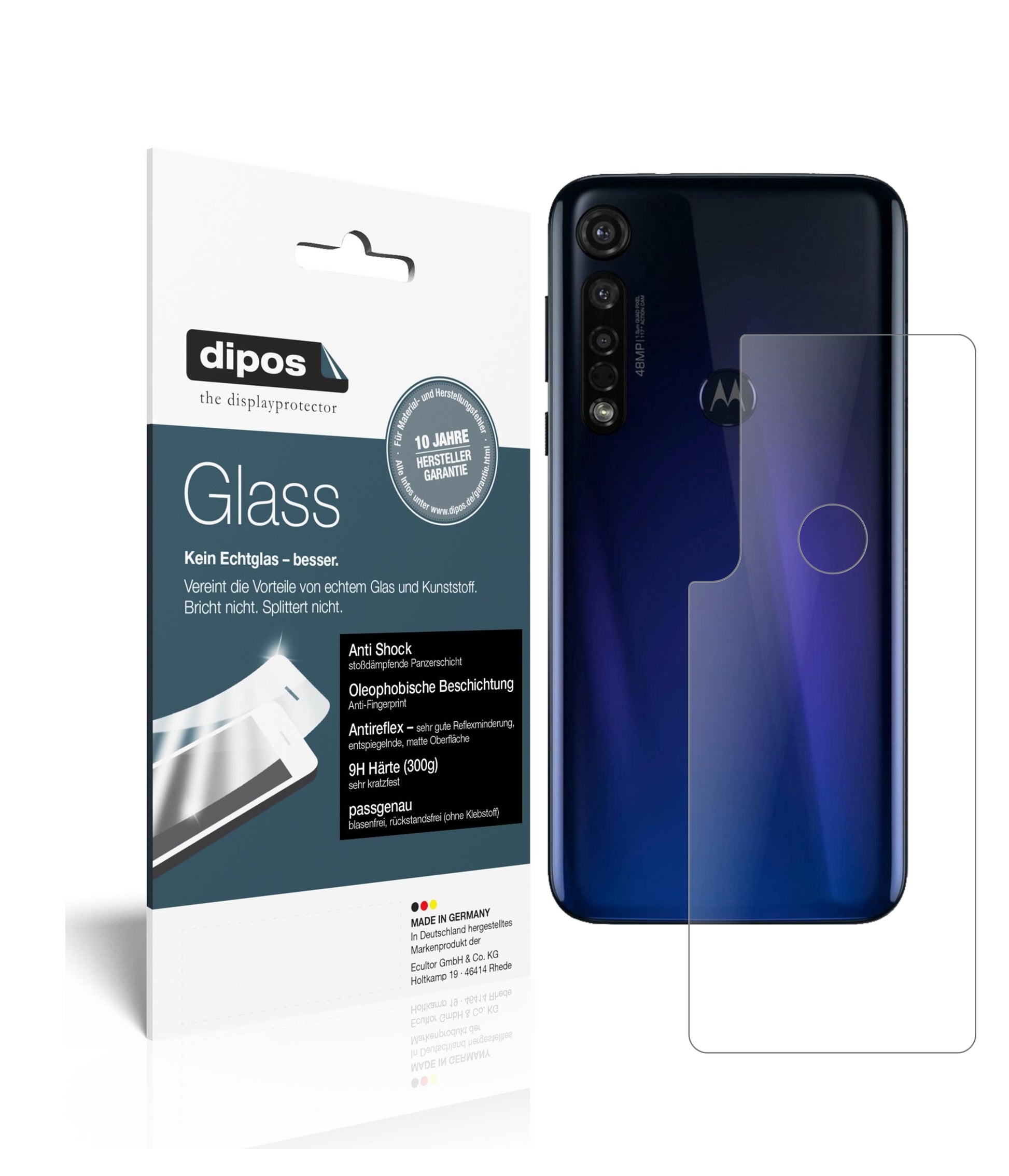 Mattes Panzerglas: Schutz vor Brüchen, Fingerabdrücken und Bildschirmblendung für Motorola-Moto G8 Plus Rückseite