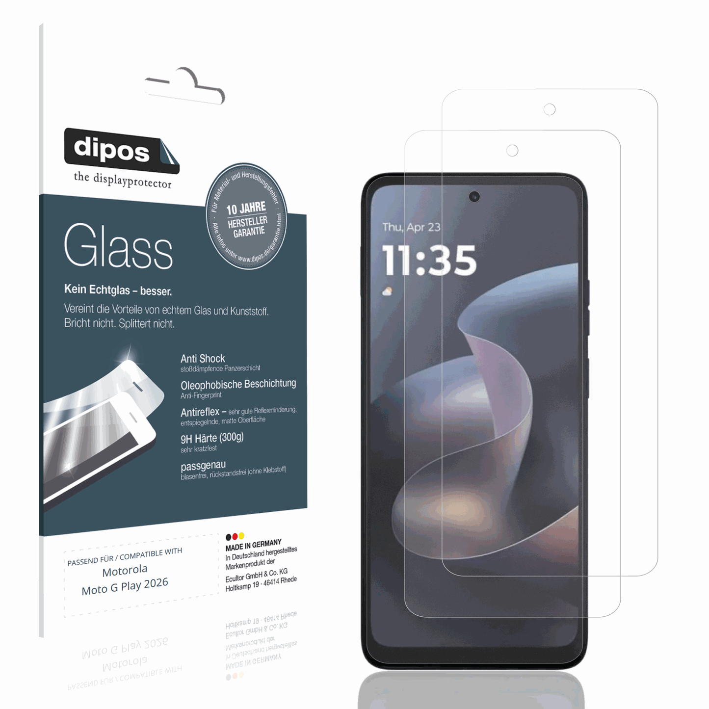 Matte Displayschutzfolie von dipos passend für motorolamoto g play 2026, 9H kratzfest und blasenfrei montiert