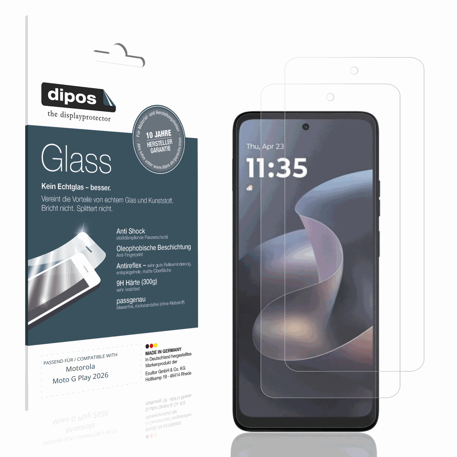 Matte Displayschutzfolie von dipos passend für motorolamoto g play 2026, 9H kratzfest und blasenfrei montiert