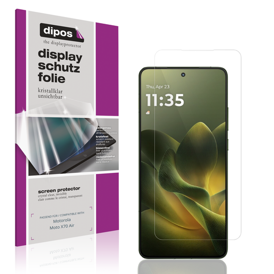 Klare Displayschutzfolie von dipos passend für motorolamoto x70 air, präziser Zuschnitt und blasenfrei montiert