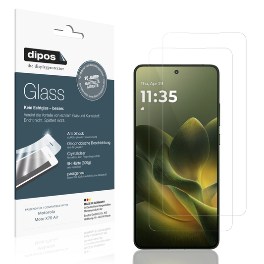 Klare Displayschutzfolie von dipos passend für motorolamoto x70 air, 9H kratzfest und blasenfrei montiert
