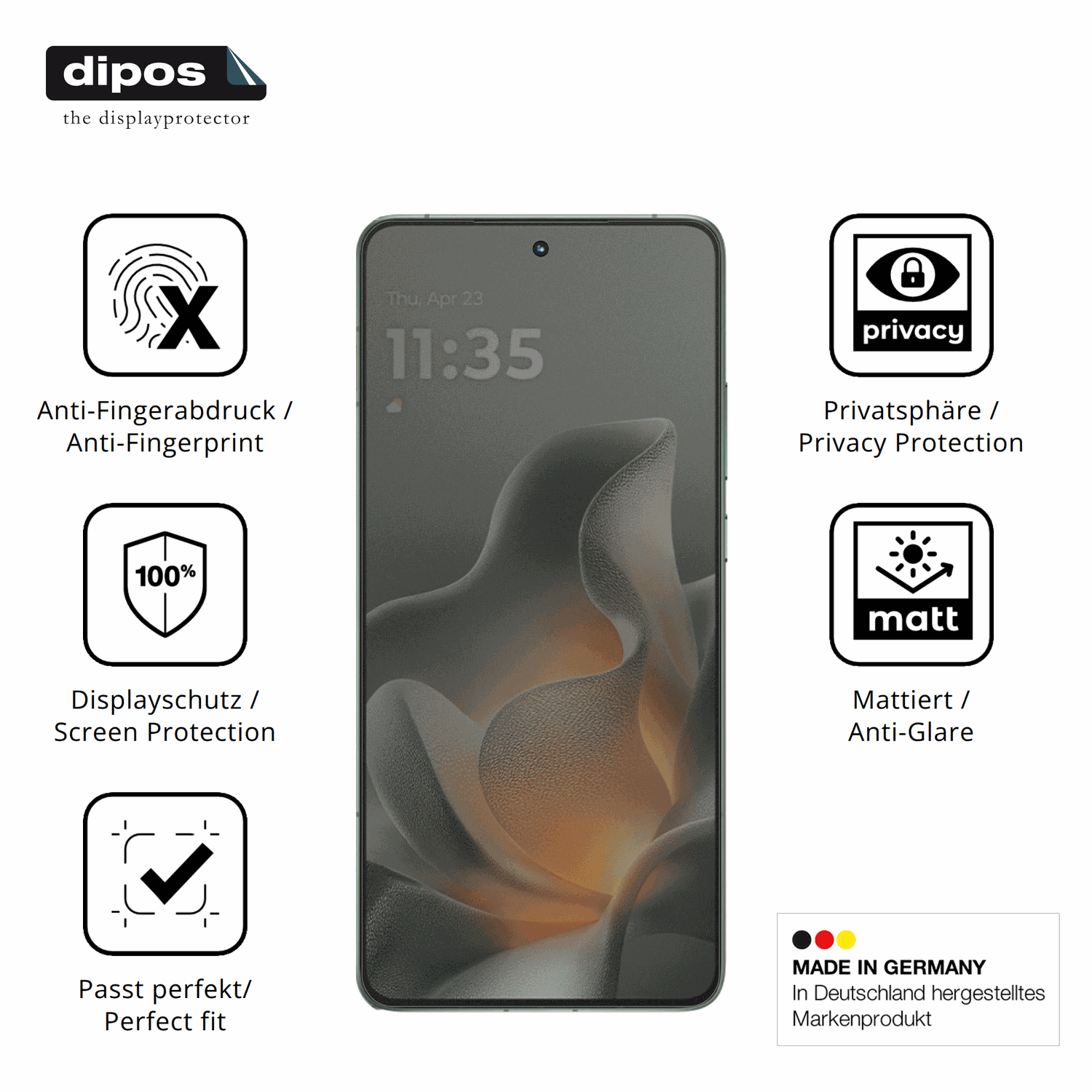 Privatsphäre-Schutz durch Sichtschutz-Folie passend zugeschnitten für Motorola Moto X70 Air Pro