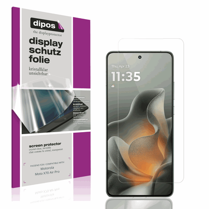 Klare Displayschutzfolie von dipos passend für Motorola Moto X70 Air Pro, präziser Zuschnitt und blasenfrei montiert