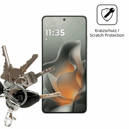 Schutz gegen Kratzer auf dem Motorola Moto X70 Air Pro Glas durch Schlüssel oder Ähnliches