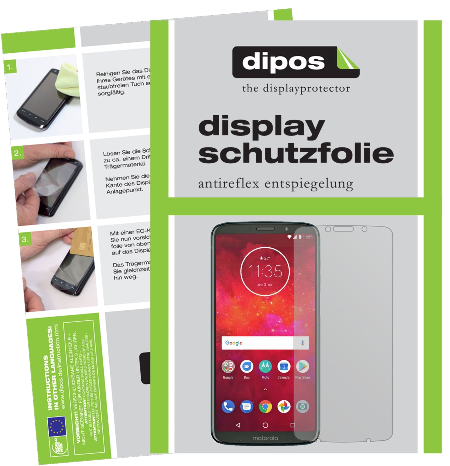 Mattes Panzerglas: Entspiegelte, dünne Folie, Fingerabdruckresistenz und Bildschirmschutz für Motorola-Moto Z3 Play