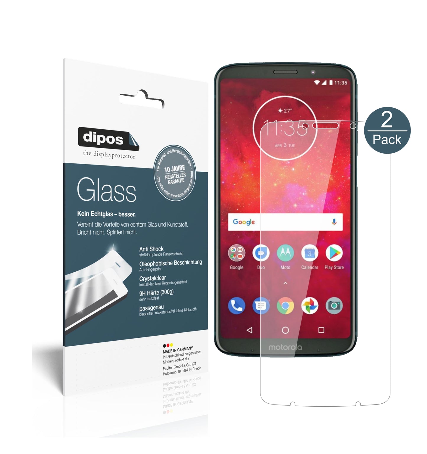 Perfekte Passform und ultimative Qualität: Unser 9H Panzerglas bietet Schutz für Motorola-Moto Z3 Play