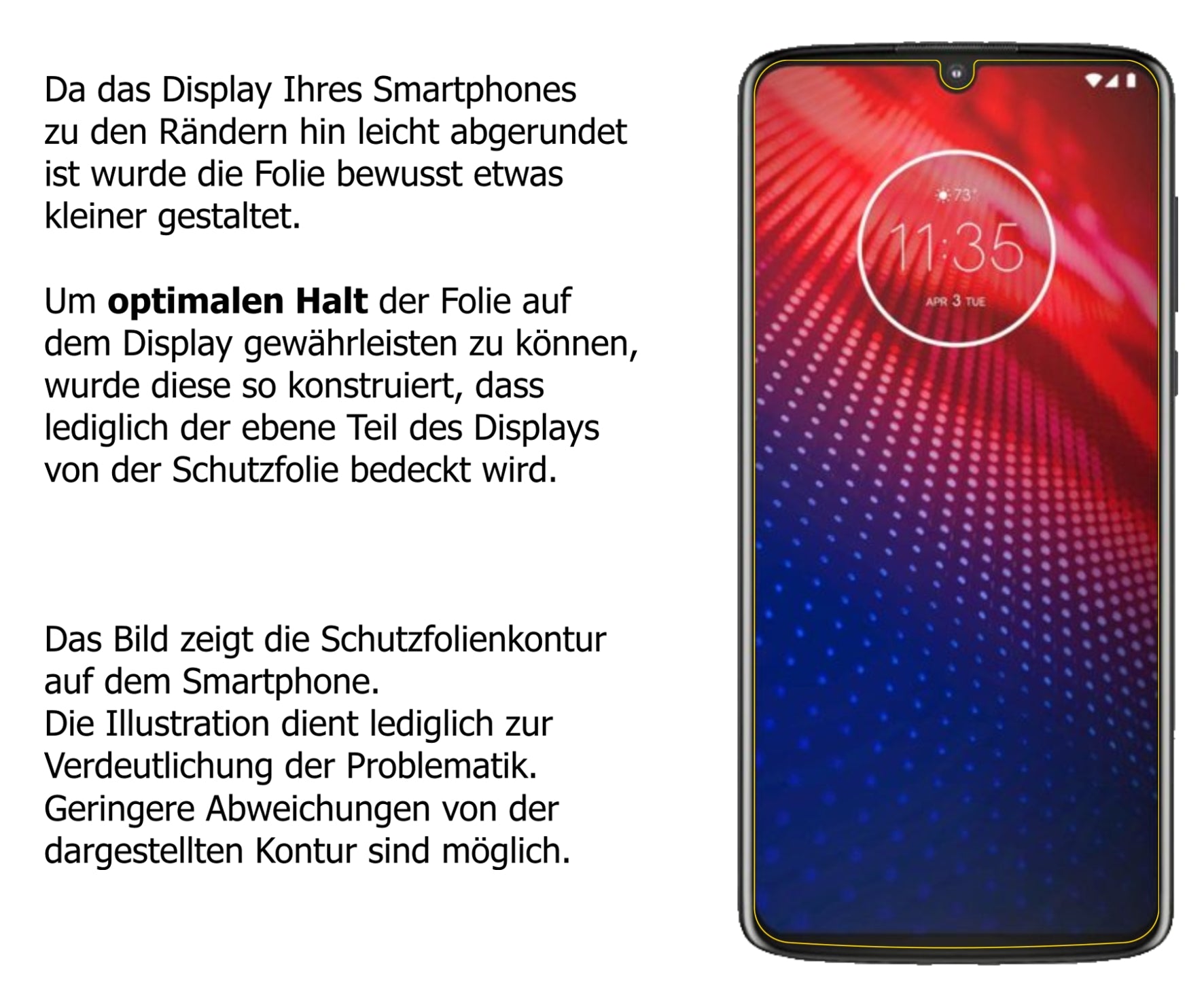 dipos Displayschutz für Motorola Moto Z4, transparente Oberfläche, perfekte Passform auch für die Rundungen