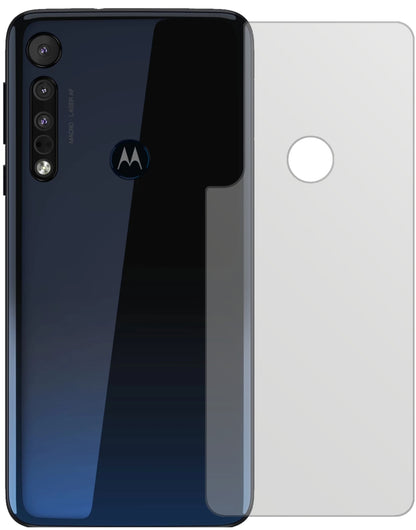 MotorolaOne Macro Rückseite mit aufgebrachter dipos Displayschutzfolie, die lästige Fingerabdrücke minimiert