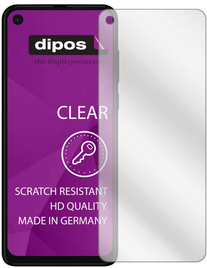 MotorolaP50 mit aufgebrachter dipos Displayschutzfolie, glasklare Darstellung ohne Einschränkungen
