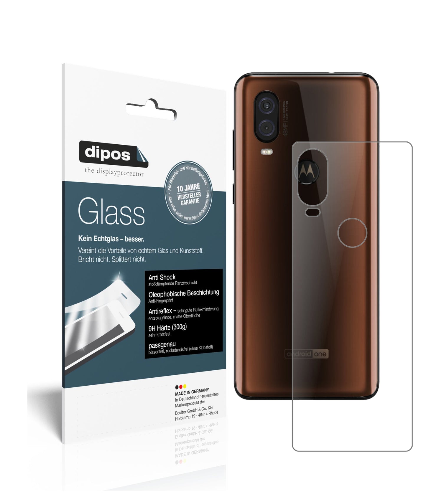 Mattes Panzerglas: Schutz vor Brüchen, Fingerabdrücken und Bildschirmblendung für Motorola-One Vision Rückseite