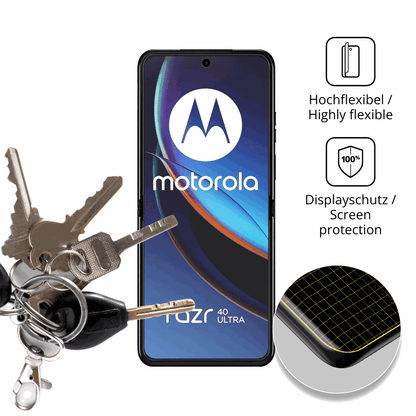 dipos Displayschutz für Motorola Razr 40 Ultra, transparente Oberfläche, perfekte Passform auch für die Rundungen