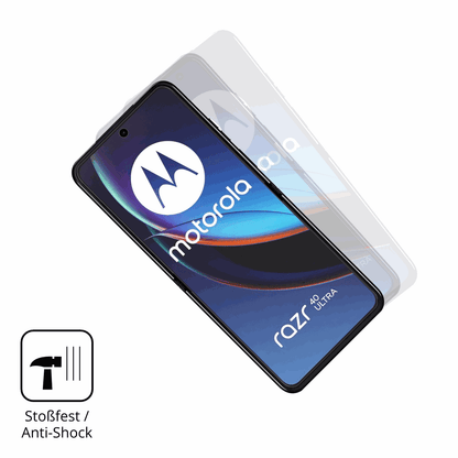 Schutz gegen Kratzer auf dem Motorola Razr 40 Ultra Glas durch Schlüssel, Stöße gegen die Tischkante oder Stürze