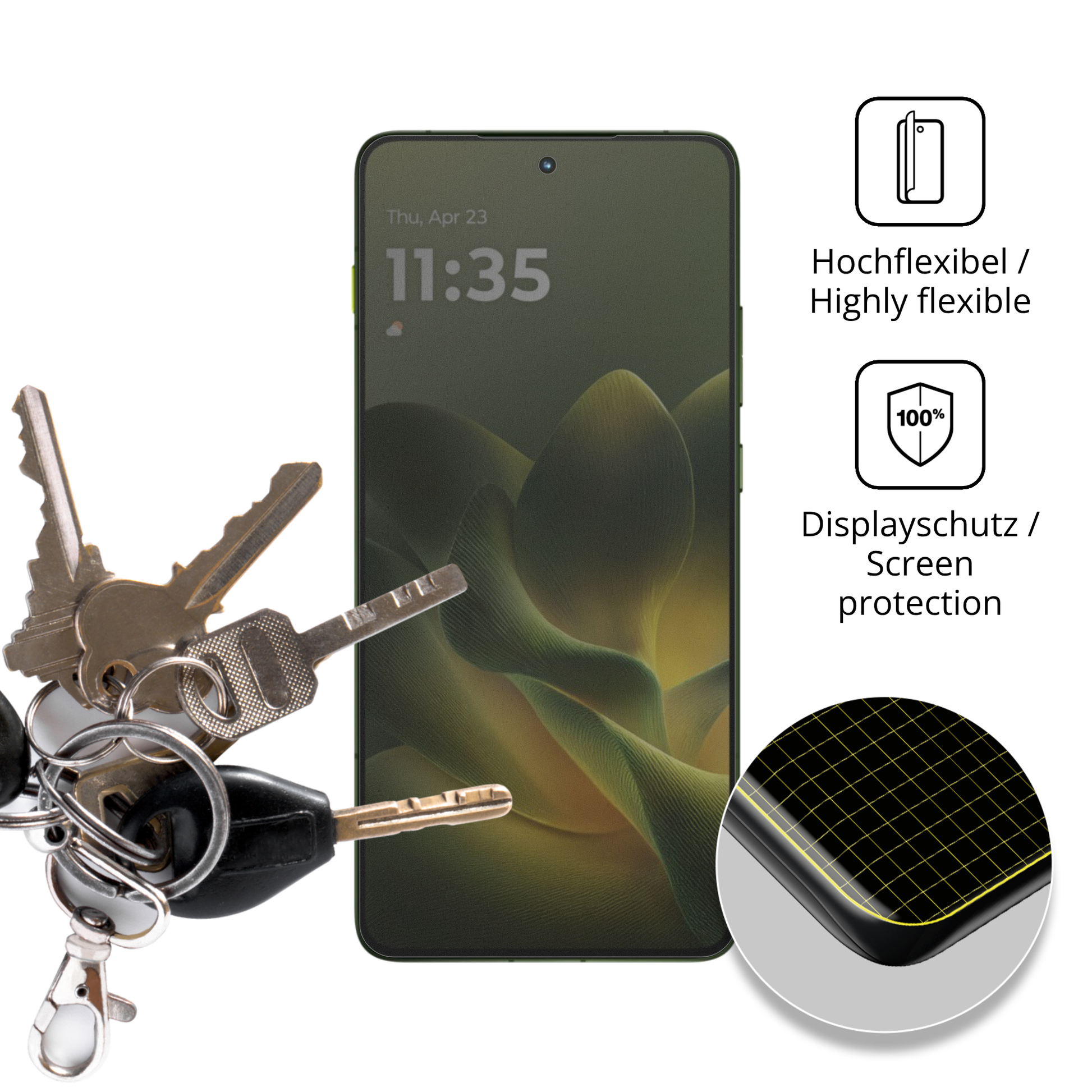dipos Displayschutz für Motorola Signature, mit Blickschutzfilter und perfekter Passform auch für die Rundungen