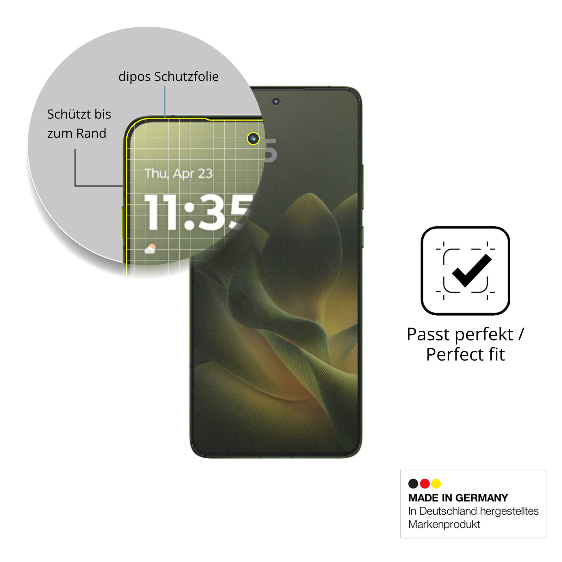 Schutz gegen Kratzer auf dem Motorola Signature Glas durch Schlüssel, Stöße gegen die Tischkante oder Stürze