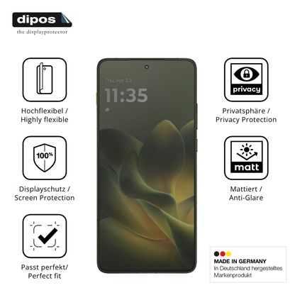 Flexible TPU-Folie passend zugeschnitten für Motorola Signature, mit Privatsphäre-Schutz durch Sichtschutz-Folie