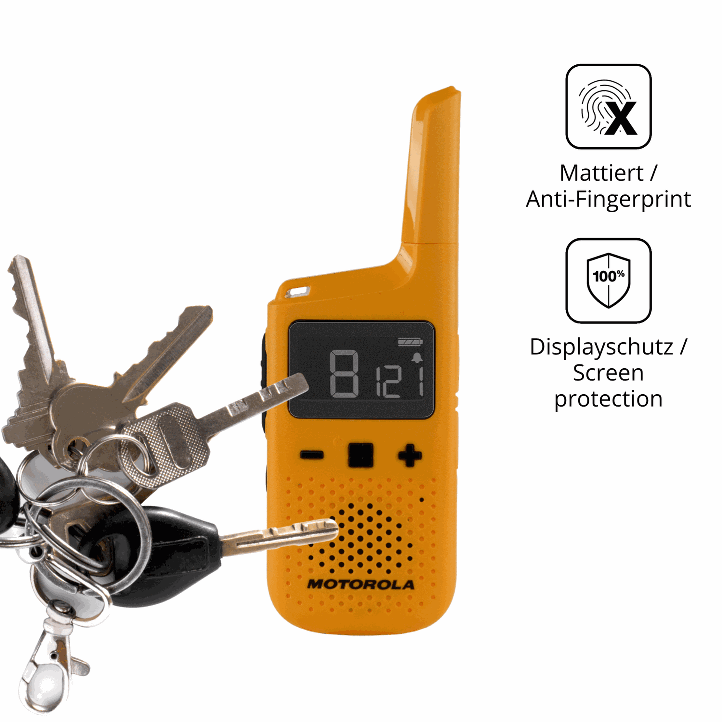 dipos Displayschutz für Motorola Talkabout T72, mattierte Oberfläche, Blickschutzfilter und perfekter Passform