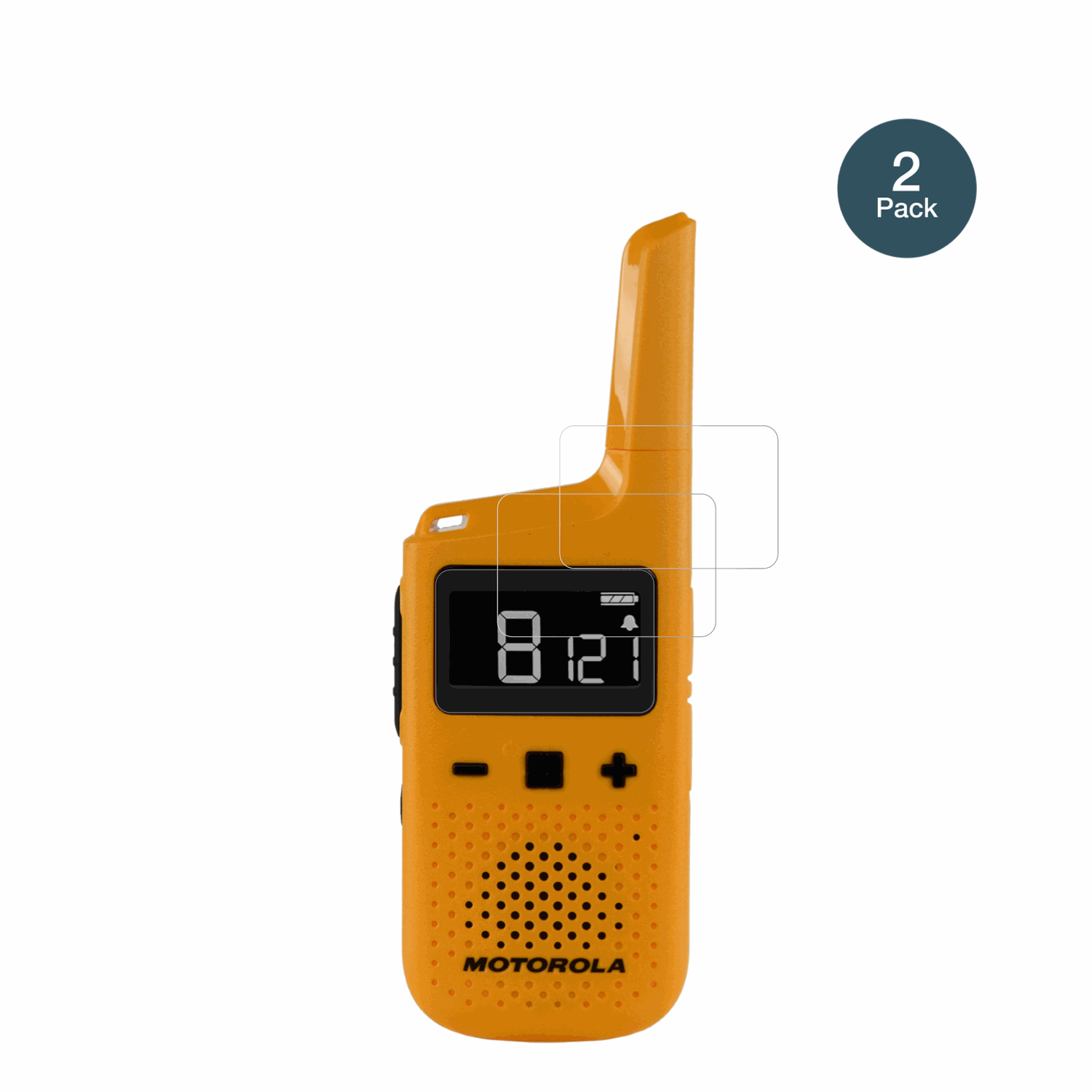 MotorolaTalkabout T72 mit aufgebrachter dipos Flex Schutzfolie, glasklare Darstellung ohne Einschränkungen