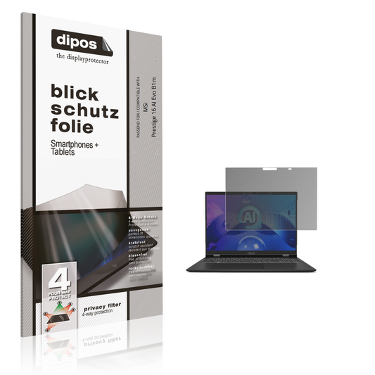 Blickschutzfolie von dipos passend für msiprestige 16 ai evo b1m, präziser Zuschnitt und blasenfrei montiert