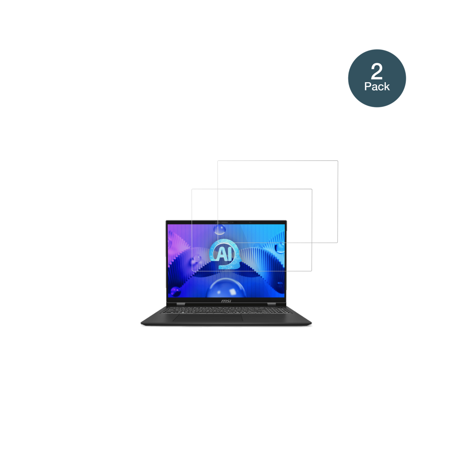 msiprestige 16 ai evo b1m mit aufgebrachter dipos Flex Schutzfolie, glasklare Darstellung ohne Einschränkungen