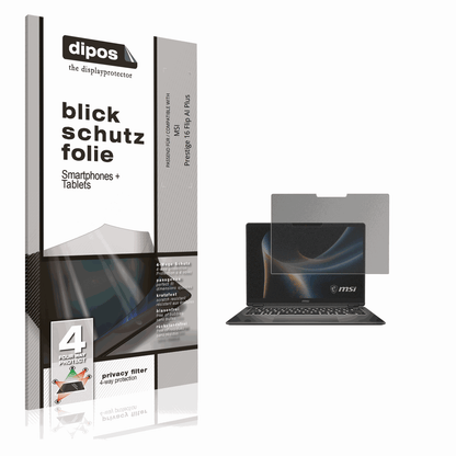 Blickschutzfolie von dipos passend für MSI Prestige 16 Flip AI Plus, präziser Zuschnitt und blasenfrei montiert