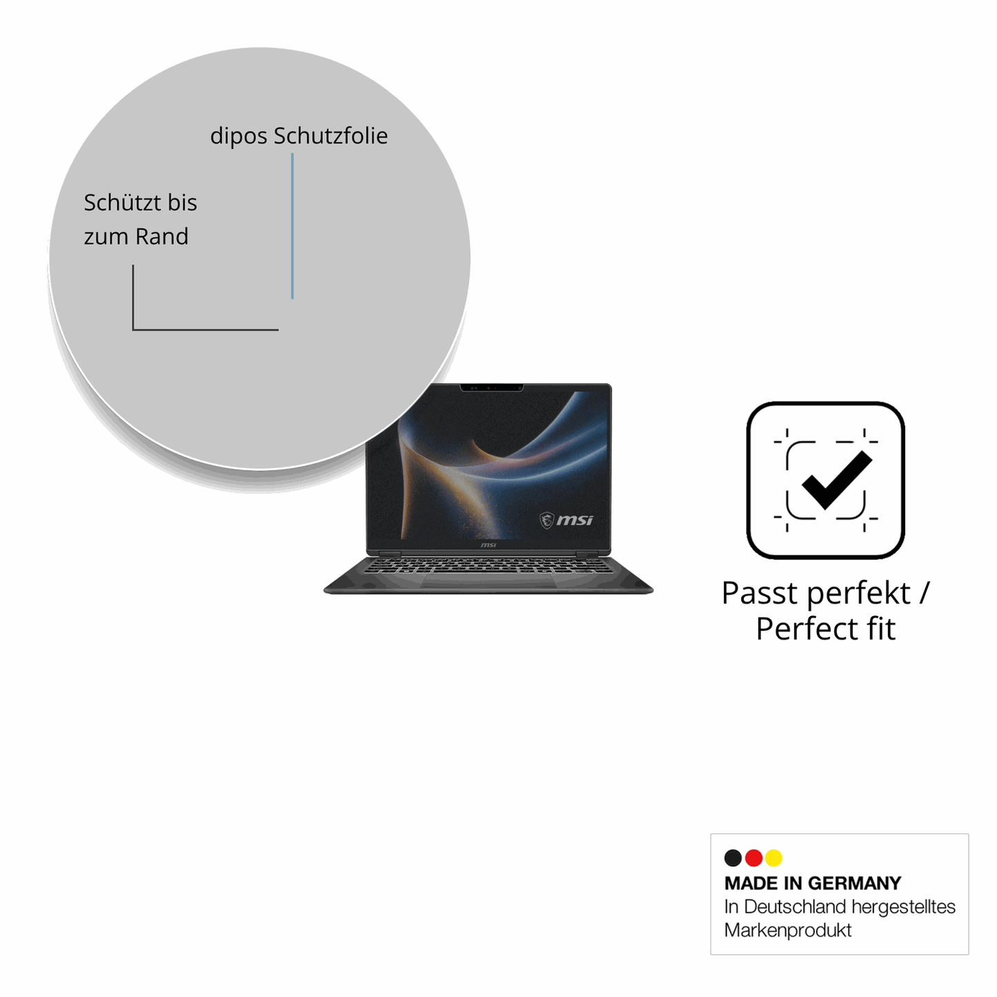 Schutz gegen Kratzer auf dem MSI Prestige 16 Flip AI Plus Glas durch Schlüssel oder Ähnliches
