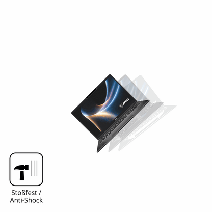 Schutz gegen Kratzer auf dem MSI Prestige 16 Flip AI Plus Glas durch Schlüssel, Stöße gegen die Tischkante oder Stürze